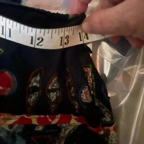 Chicos size 1 black embroidered India batik print long midi skirt. EUC. - Picture 7 of 10